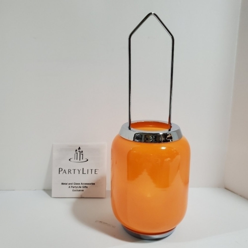 PartyLite LANTERN 9.5" TALL ORANGE. DX656